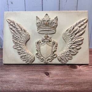 Farmhouse Angel Wings Crown Wall Decor Plaque